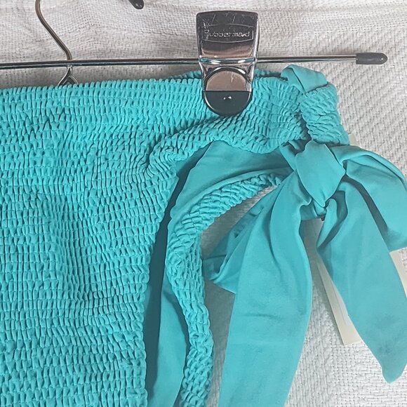 Tori Praver Swimwear Turquoise Tie Sides Lined Nylon Span Bikini Bottom Size M - Picture 3 of 16